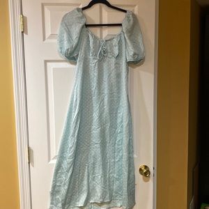 NEW WITH TAGS Francesca’s Light blue polka dot dress size large